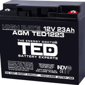 Acumulator 12V 23A AGM VRLA High Rate 181x76x167mm F3 TED Battery Expert Holland