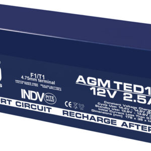 Acumulator AGM VRLA 12V 2.5Ah plumb acid 178x34x60 mm F1 terminal TED Battery Expert Holland
