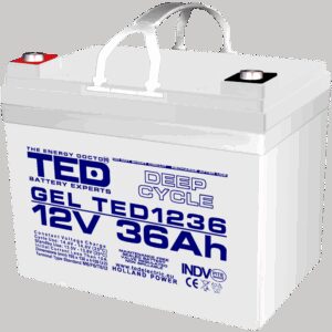 Acumulator AGM VRLA 12V 36Ah Plumb GEL Deep Cycle 195x128x155 mm M6 terminal TED Battery Expert Holland