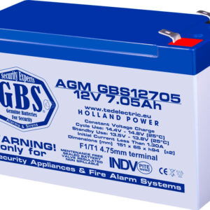 Acumulator AGM VRLA 12V 7.05Ah plumb acid pentru sisteme de securitate 151x65x95 mm F1 terminal GBS12705F1