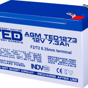 Acumulator AGM VRLA 12V 7.3Ah plumb acid 151x65x95 mm F2 terminal TED Battery Expert Holland