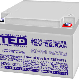 Acumulator AGM VRLA plumb acid 12V 28.5A High Rate 165x175xh126mm M5 TED Battery Expert Holland TED003447 5949258003447