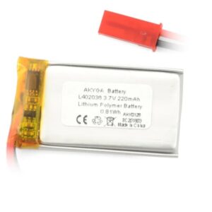 Acumulator Lithium Polymer 12210 220mAh 1S 3.7V conector JST-BEC 36x20x4mm AKYGA Battery