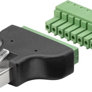 Adaptor bloc terminal cu 8 pini tip regleta surub la RJ45 tata 8P8C Goobay 76736