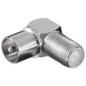 Adaptor coaxial TV 90 grade tata la F mama metal Goobay