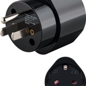 Adaptor de retea tata tip B NEMA 5-15 3pini SUA / Japonia - mama Schuko tip F CEE 7/3 250V 13A 3250W negru Goobay 45354