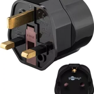 Adaptor priza SCHUKO la UK ANGLIA negru GOOBAY