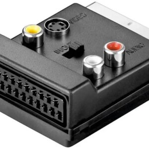 Adaptor Scart tata-mama la 3x RCA si SVHS cu comutator Goobay