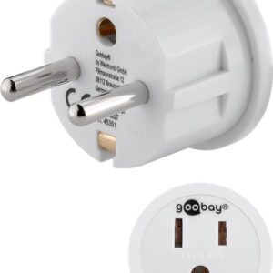 Adaptor SUA JAPONIA Tip B NEMA 5-15 3 pini la Schuko tip F CEE 7/7 15A alb 45351 Goobay