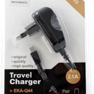Alimentator incarcator EKA-Q26 100-240VAC - DC 5V 2.1A cu fir si conector micro USB negru
