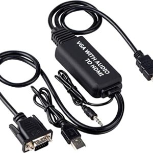 Cablu adaptor convertor VGA tata + audio JACK 3.5 mm tata la HDMI tata 1.8m alimentare prin USB