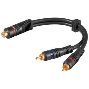 Cablu adaptor RCA mama la 2x RCA tata OFC dublu ecranat 0.2m Goobay