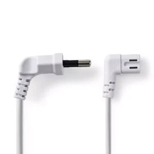 Cablu alimentare Euro tata cotit - 2 Pini IEC-320-C7 cotit 3m alb Nedis