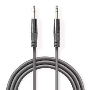 Cablu audio balansat Jack Stereo 6.35 mm tata - 6.35 mm tata 1.5m gri Nedis