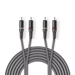 Cablu audio stereo 2x RCA tata - 2x RCA tata 5m gri Nedis