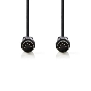 Cablu audio stereo DIN 5p tata - 5p DIN tata 3m negru Nedis CAGL20000BK30