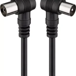 Cablu coaxial tata-mama 1.5m negru conectorI cotitI Goobay
