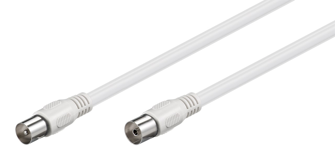 Cablu COAXIAL TV antena 1.5m mama-tata 75 ohm clasa A 85DB Dublu ecranat CCS alb 66613 Goobay