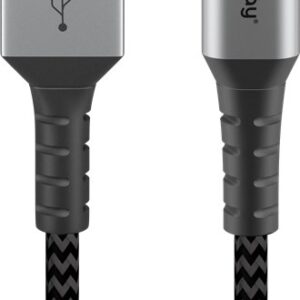 Cablu de date si incarcare USB A - USB type C 2m gri/argintiu textil flexibil Goobay 49297