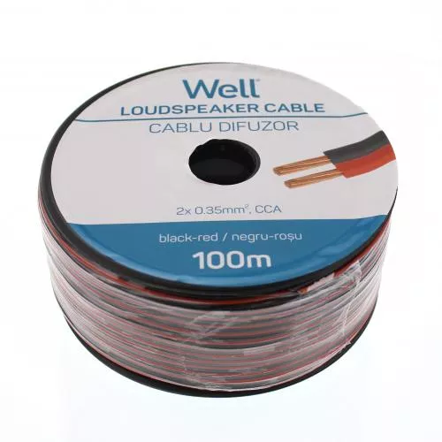 Cablu difuzor rosu/negru 2x0.35mm CCA Well LSP-CCA0.35BR-100-WL