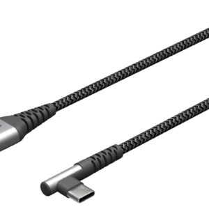 Cablu elegant extra-robust textil USB2.0 type C 90 grade - USB-A 0.5m 60W mufe metalice Goobay 64655