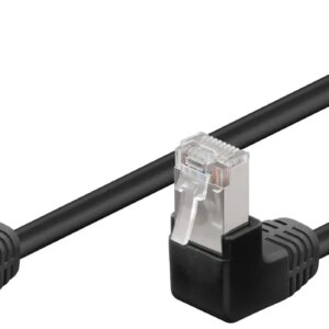 Cablu Patch CAT5e 2x RJ45 90 FTP 0.25m negru pentru Conectare retea /Protectie la Interferente 96076 Goobay