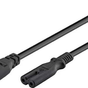 Cablu prelungitor Euro C7 tata - C8 mama 2m 2x0.75mm 2.5A negru Goobay