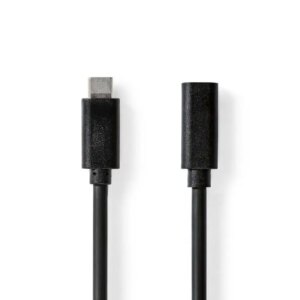 Cablu prelungitor USB-C tata v3.2 - USB-C mama v3.2 2m 4K /60Hz 60W negru Nedis CCGL64010BK20