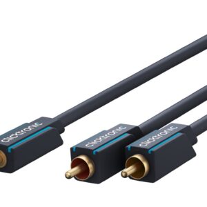 Cablu Profesional CLICKTRONIC audio STEREO JACK 3.5 mm AUX tata la 2x RCA tata STEREO 3m OFC COAX 50 ohm 70468 CLICKTRONIC