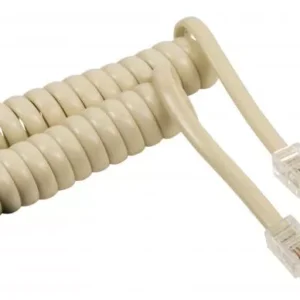 Cablu receptor spiralat 2m RJ9 (4P4C) 7/0.10 CCS alb Well