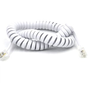 Cablu receptor spiralat 4m RJ9 (4P4C) 7/0.10 CCS alb Well