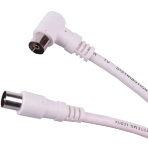 Cablu RF video alb mufa dreapta si la 90 grade 10m