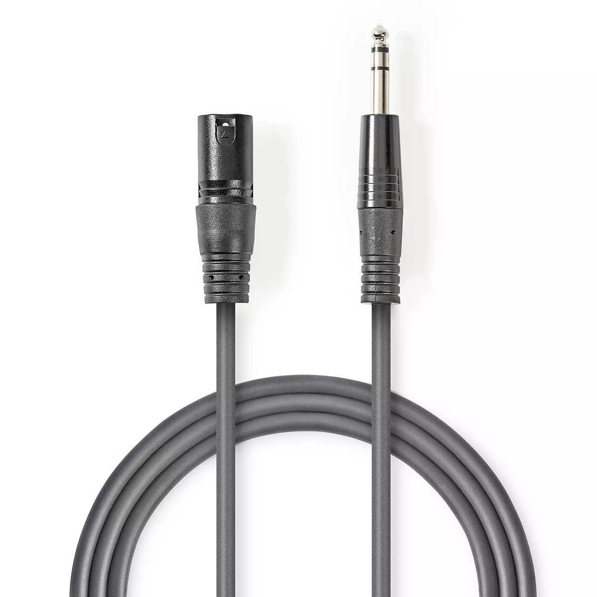 Cablu stereo XLR 3 pini tata - JACK 6.5 mm tata 5m gri Nedis