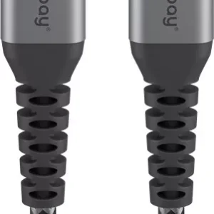 Cablu textil USB TYPE C tata-tata 0.5m 3A mufe metalice argintiu Goobay