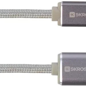 Cablu USB 2 in 1 cu conector USB Type C argintiu 1m protectie metalica Steel Line Skross