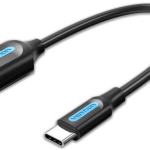 Cablu USB 2.0 A mama - USB type C tatat 15cm cupru ecranat negru VENTION CCSBB