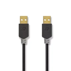 Cablu USB 2.0 A tata - A tata 2m Hi-Speed 480Mbps antracit Nedis
