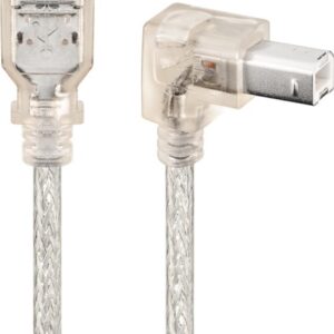 Cablu USB 2.0 HI-SPEED 0.48Gbit/s tata tip A la USB 2.0 tata tip B 90 grade imprimanta 0.5m transparent 93575 Goobay