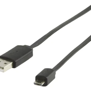 Cablu USB 2.0 USB A tata - micro USB B tata plat 1m negru Valueline
