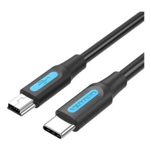 Cablu USB 2.0 USB B mini - USB C 1m 2A negru dublu ecranat VENTION COWBF