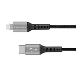 Cablu USB type C - Lightning certificat MFI 1m 3A bumbac OFC Kruger&Matz
