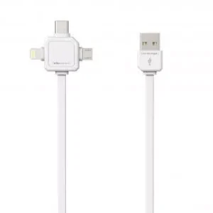 Cablu USB Type C micro USB Lightning 1.5m alb Allocacoc