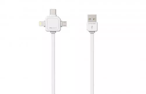 Cablu USB Type C micro USB Lightning 1.5m alb Allocacoc