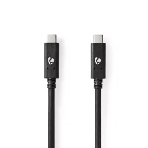 Cablu USB TYPE C tata - USB TYPE C tata 1m 100W 10Gbps 3.2 Gen 2 negru Nedis