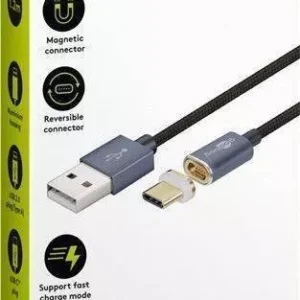 Cablu USB2.0 cu mufa magnetica USB Type C 1.2m negru Goobay
