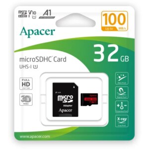 Card microSDXC UHS-I U1 V10 A1 Apacer 32GB R100 cu adaptor SD AP32GMCSH10UB-R