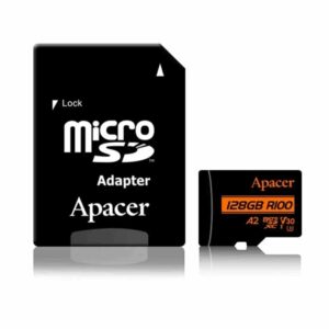 Card microSDXC UHS-I U3 V30 A2 Apacer 128GB R100 cu adaptor SD AP128GMCSX10U8-R