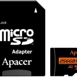 Card microSDXC UHS-I U3 V30 A2 Apacer 256GB R100 cu adaptor SD AP256GMCSX10U8-R