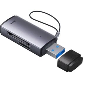 CARD READER extern Baseus Lite WKQX060013 USB 3.0 citeste /scrie SD /microSD 480Mbps maxim 512GB metalic gri