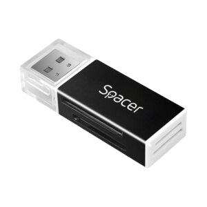 CARD READER extern SPACER SPCR-658 interfata USB 2.0 citeste/scrie SD microSD XS SM plastic negru